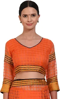 Women Stylish Cotton Silk Checked Saree with Blouse piece-thumb3