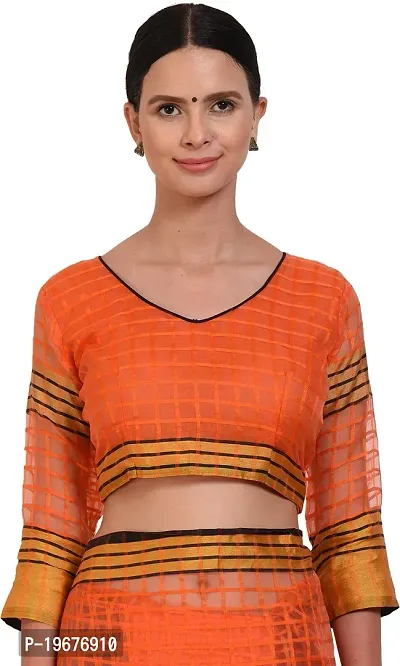 Women Stylish Cotton Silk Checked Saree with Blouse piece-thumb4