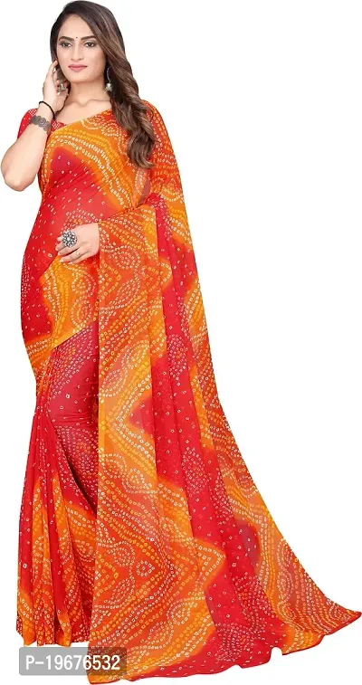 Women Stylish Georgette Printed Saree with Blouse piece