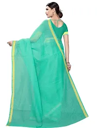 Stylish Cotton Silk Green Saree With Blouse Piece For Women-thumb2