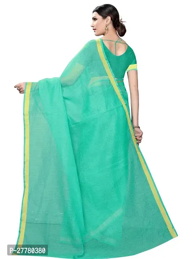 Stylish Cotton Silk Green Saree With Blouse Piece For Women-thumb3