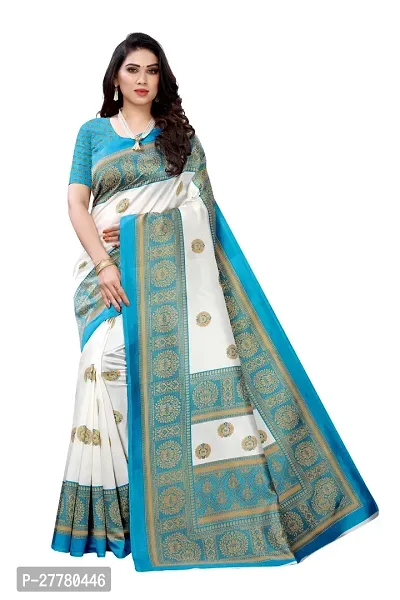 Stylish Art Silk Green Printed Saree With Blouse Piece For Women