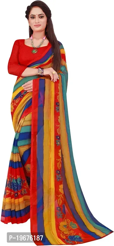 Women Stylish Georgette Printed Saree with Blouse piece