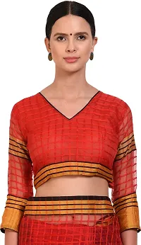 Women Stylish Cotton Silk Checked Saree with Blouse piece-thumb3