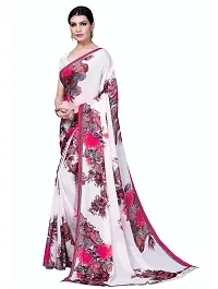 Stylish Georgette Pink Printed Saree With Blouse Piece For Women-thumb1