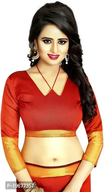 Women Stylish Cotton Silk Solid Saree with Blouse piece-thumb4