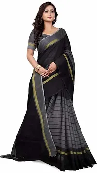 Women Stylish Cotton Silk Striped Saree with Blouse piece-thumb2