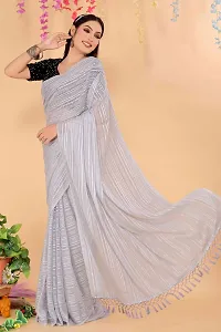 Elegant Grey Chiffon Saree with Blouse piece For Women-thumb3