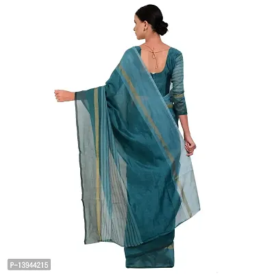 SAADHVI Women's Rama Cotton Silk Striped Work Saree(FL-IF-RustomRama-GO, Free Size) | Free Size-thumb3