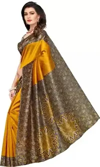 Elegant Yellow Cotton Silk Saree with Blouse piece For Women-thumb1