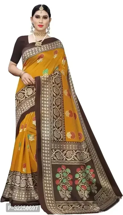 Stylish Mustard Cotton Silk Woven Design Saree with Blouse piece For Women