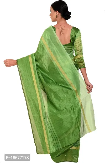 Women Stylish Cotton Silk Striped Saree with Blouse piece-thumb2