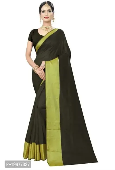 Women Stylish Cotton Silk Solid Saree with Blouse piece