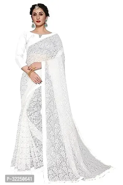 Stylish White Cotton Silk Solid Saree with Blouse piece For Women-thumb3