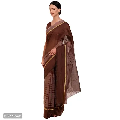 Stylish Cotton Silk Coffee Printed Saree With Blouse Piece For Women-thumb3