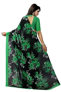 Stylish Georgette Green Printed Saree With Blouse Piece For Women-thumb3