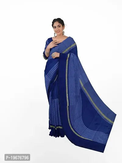 Women Stylish Cotton Silk Striped Saree with Blouse piece