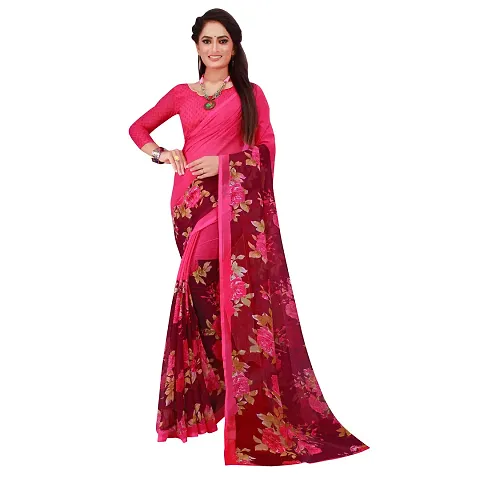 Dailywear Georgette Floral Printed Sarees With Blouse Piece