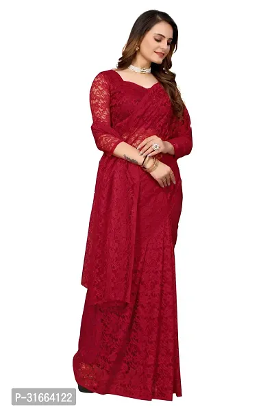 Elegant Maroon Cotton Silk Saree with Blouse piece For Women-thumb3