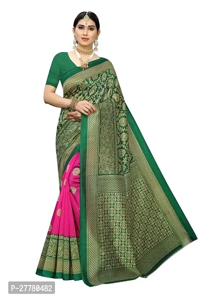 Stylish Art Silk Pink Printed Saree With Blouse Piece For Women