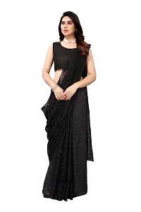 Stylish Black Cotton Silk Solid Saree with Blouse piece For Women-thumb2