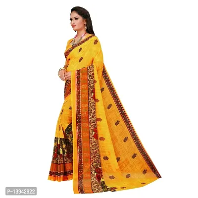 SAADHVI Women's Yellow Georgette Block print Printed Saree With Unstithed Blouse(FL-Georgette53, Free Size) | Free Size-thumb2