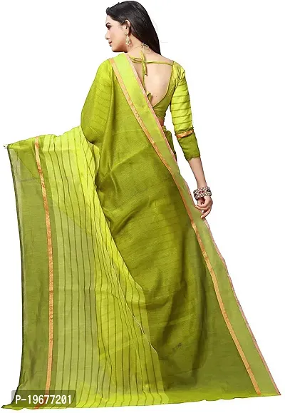 Women Stylish Cotton Silk Striped Saree with Blouse piece-thumb3