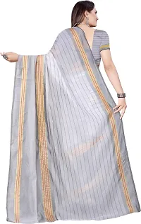 Women Stylish Cotton Silk Striped Saree with Blouse piece-thumb2