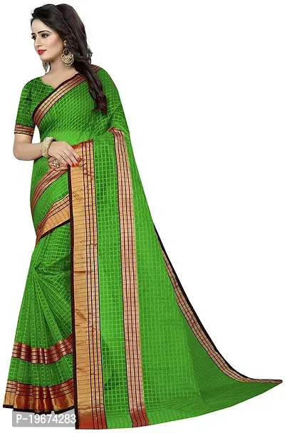 Women Stylish Cotton Silk Striped Saree with Blouse piece-thumb5