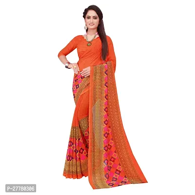 Stylish Georgette Multicoloured Printed Saree With Blouse Piece For Women-thumb0