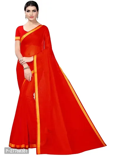 Stylish Art Silk Red Saree With Blouse Piece For Women-thumb0