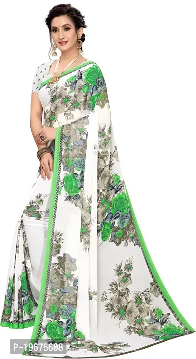 Women Stylish Art Silk Printed Saree with Blouse piece-thumb2