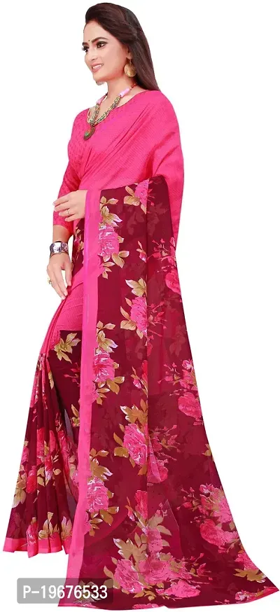 Women Stylish Georgette Printed Saree with Blouse piece-thumb5