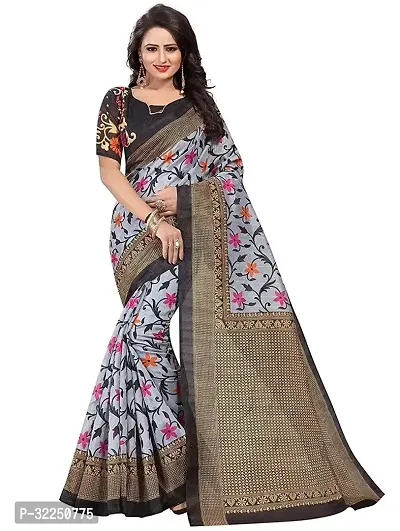 Stylish Multicoloured Cotton Silk Printed Saree with Blouse piece For Women-thumb0