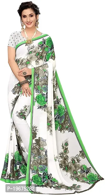 Women Stylish Georgette Printed Saree with Blouse piece-thumb0