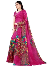 SAADHVI Women's Pink Georgette Geometric Printed Saree With Unstitched Blouse(FL-Georgette90) | Free Size-thumb1