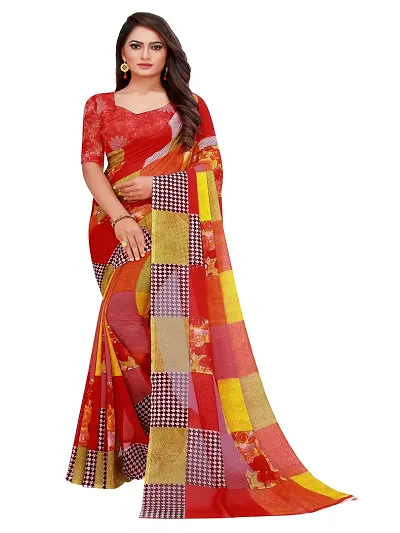 Stylish Georgette Saree With Blouse Piece For Women