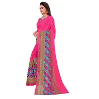 SAADHVI Women's Pink Georgette Geometric Print Printed Saree With Unstithed Blouse(FL-Georgette22, Free Size) | Free Size-thumb1