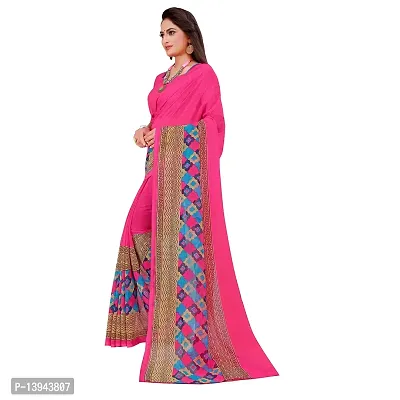 SAADHVI Women's Pink Georgette Geometric Print Printed Saree With Unstithed Blouse(FL-Georgette22, Free Size) | Free Size-thumb2