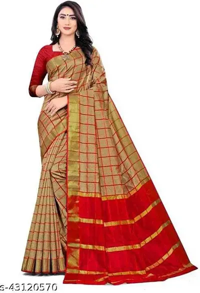 Alluring Cotton Checked Saree with Blouse Piece