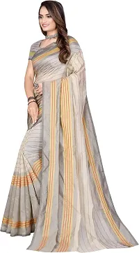 Women Stylish Cotton Silk Striped Saree with Blouse piece-thumb1