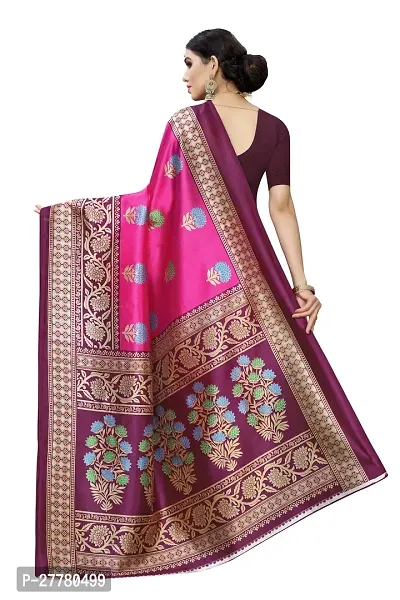 Stylish Art Silk Pink Printed Saree With Blouse Piece For Women-thumb4