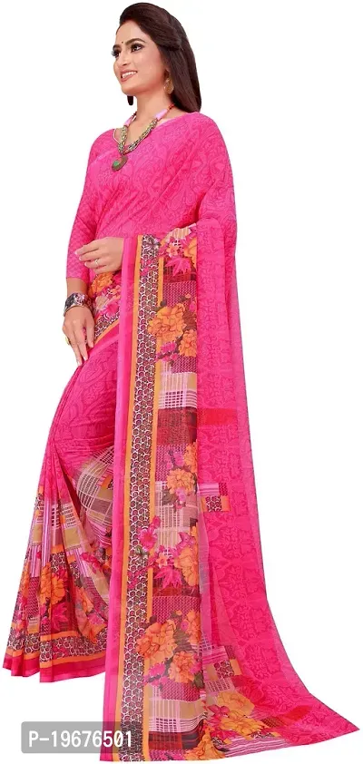 Women Stylish Georgette Printed Saree with Blouse piece-thumb5