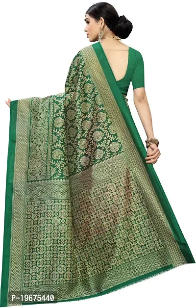 Women Stylish Art Silk Printed Saree with Blouse piece-thumb4