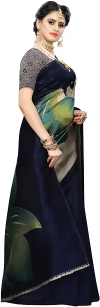 Women Stylish Art Silk Printed Saree with Blouse piece-thumb2