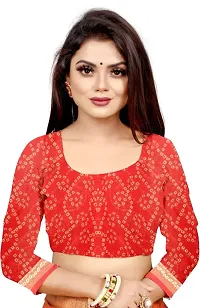 Stylish Red Cotton Silk Saree With Blouse Piece For Women-thumb4