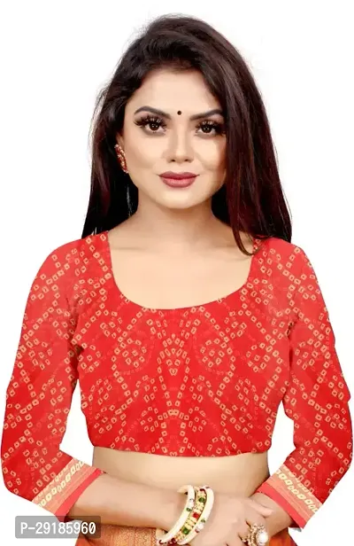 Stylish Red Cotton Silk Saree With Blouse Piece For Women-thumb5