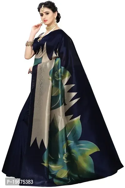 Women Stylish Art Silk Printed Saree with Blouse piece-thumb2