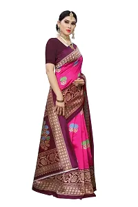 Stylish Art Silk Pink Printed Saree With Blouse Piece For Women-thumb2