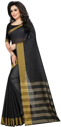 Women Stylish Cotton Silk Woven Design Saree with Blouse piece-thumb1